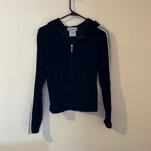 Self Esteem black velvet like warm up jacket. Size small Junior